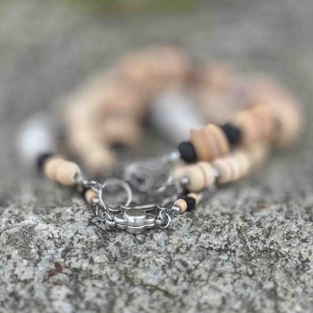 Handmade wood and metal unisex bracelet stack - Picture 10 of 10